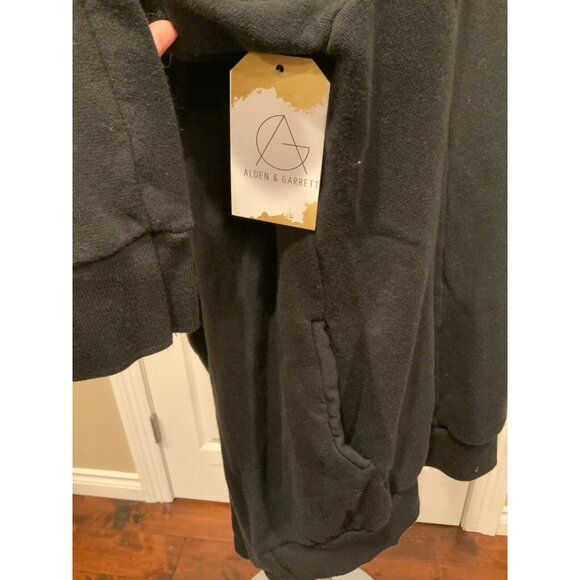 Allsaints Open Front Black Dahlia Sweat Cardigan W/ Zipper Collar, Size Small - Picture 5 of 9